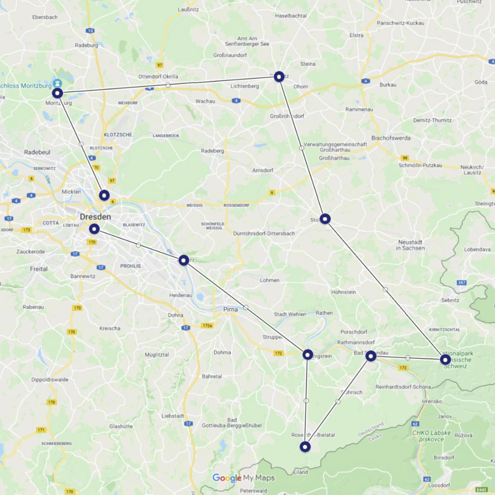 Map of Saxony tour by Gravel Bike Tours