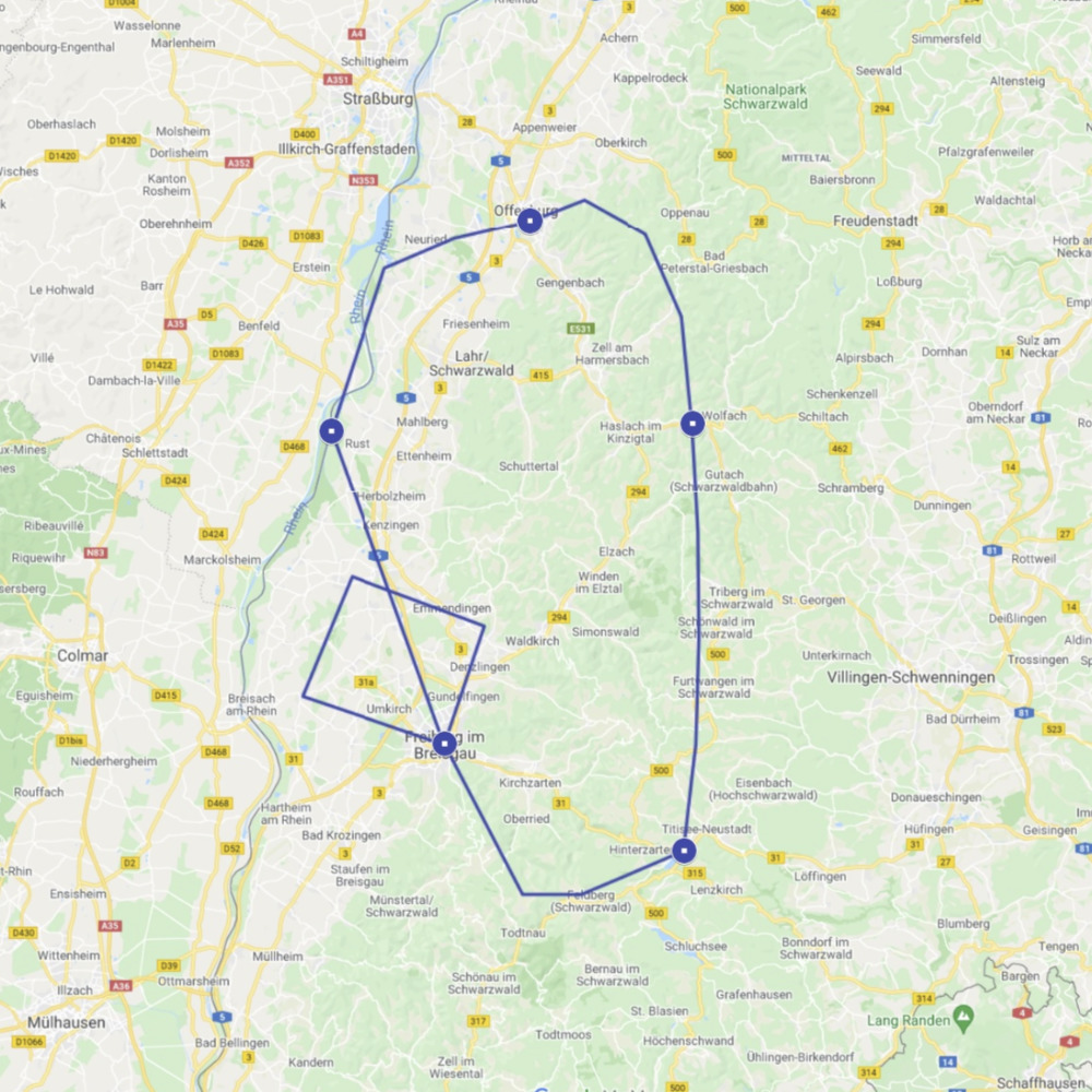 Karte Schwarzwald von Gravel Bike Tours