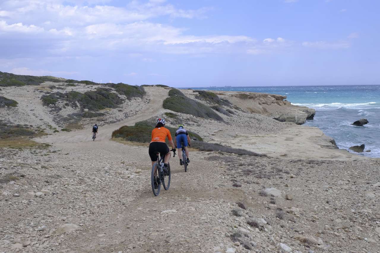 Gravel bikers on Cyprus coast