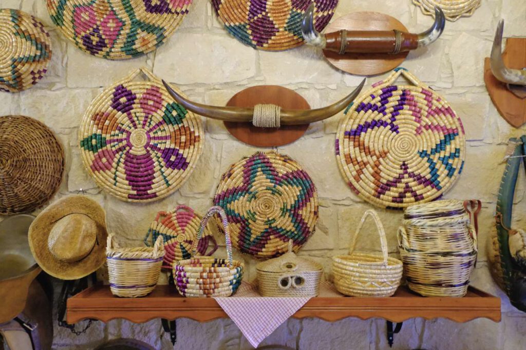 Colorful baskets of traditional handcraft in Cyprus