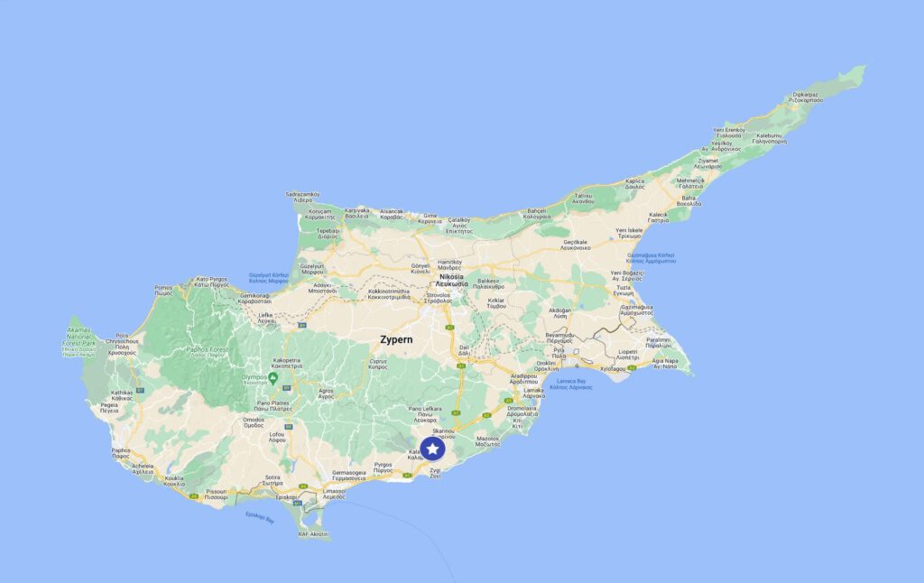 Map of Cyprus with Tochni
